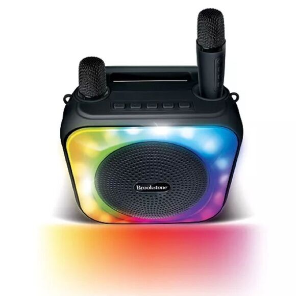 Brookstone Karaoke Dynamite Duo Wireless Led Speaker With 2 Wireless Microphones - Picture 13 of 13